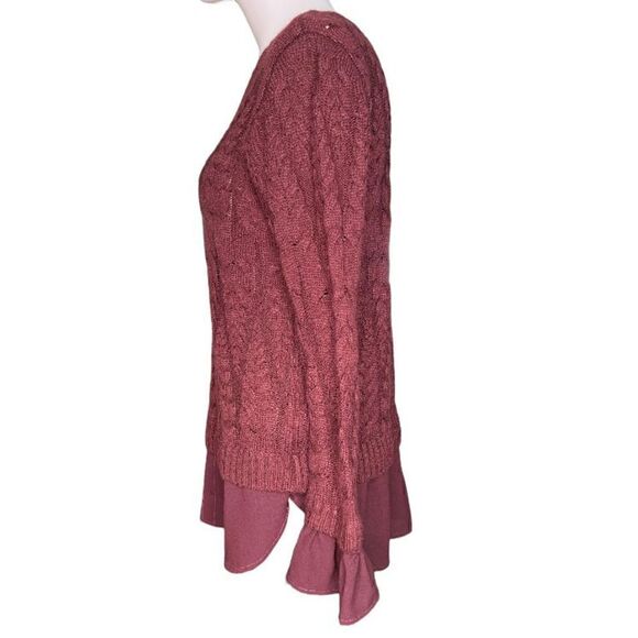 Elle XS cable knit mock layer sweater - Picture 3 of 11